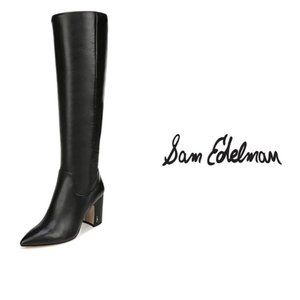 NWOT Sam Edelman Women Hai Black smooth Tall Knee High zipper Boots Shoes